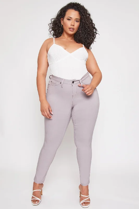 Women's Plus Hyperstretch Skinny Pants, Iris Fashionable Button-Up Pants