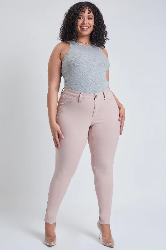 Women's Plus Hyperstretch Skinny Pants, Rosette Stylish Casual Pants