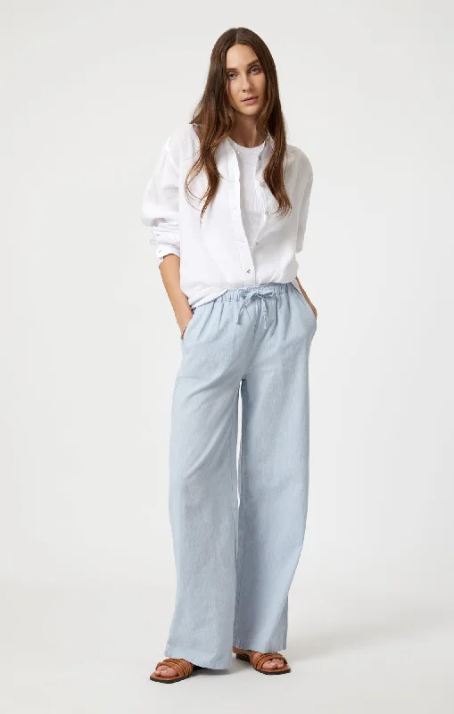 WOVEN LINEN PANTS IN KENTUCKY BLUE Cozy Maternity Pants
