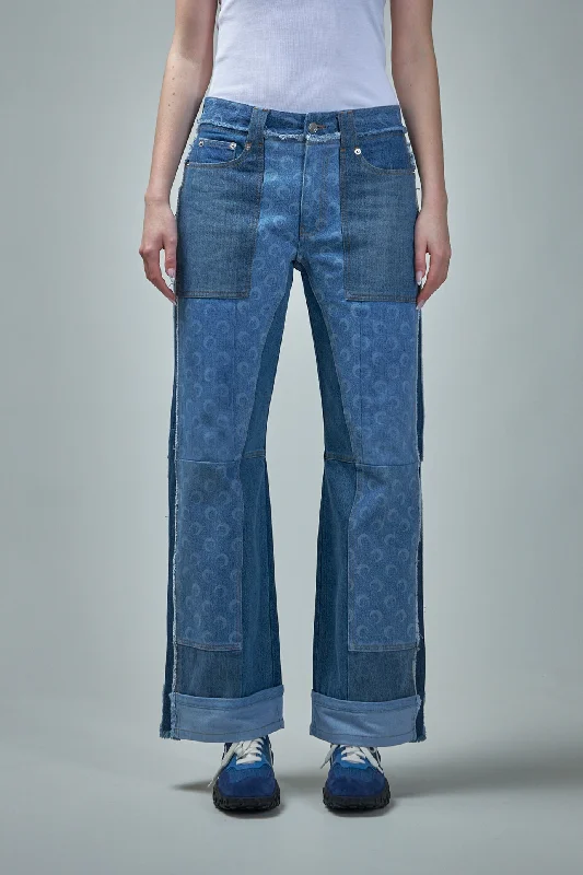 Regenerated Denim Straight Leg Pants Chic Capri Pants