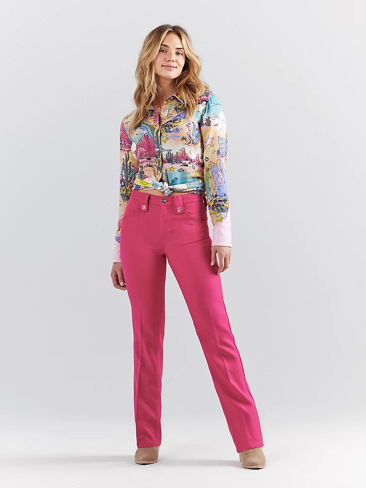 Wrangler Women's Barbie High Rise Wrancher Pant Trendy Printed Leggings