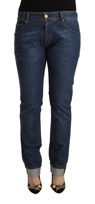Acht   Cotton Slim Fit Folded Hem  Women's Jeans Stylish Acid-Wash Jeans