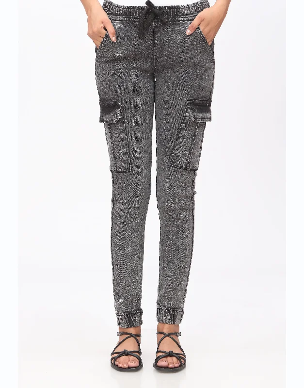 High Rise Skinny Jeans With Side Pockets in Charcoal Black Classic Button Fly Jeans
