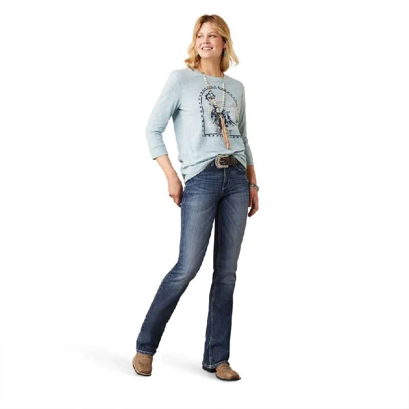Ariat Ladies Real Saylor Natalia Xlong High Rise Jeans Trendy Pleated Waist Jeans