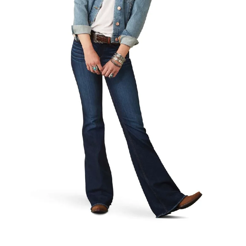 Ariat Ladies Real Yrises Pennsylvania Long Flare Jeans Stylish Tapered Fit Jeans
