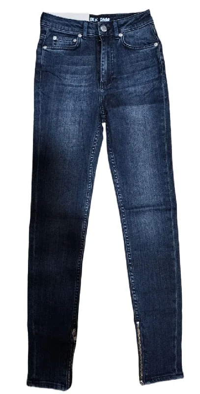 BLK DNM Women's Blue High Rise Slim Fit Skinny Cotton Jeans 24/S NWT Trendy Skinny Fit Jeans