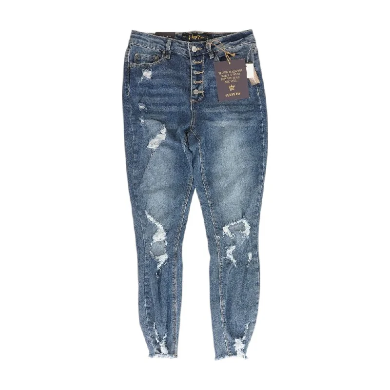 Blue Solid High Rise Slim Leg Jeans Classic Black Denim Jeans