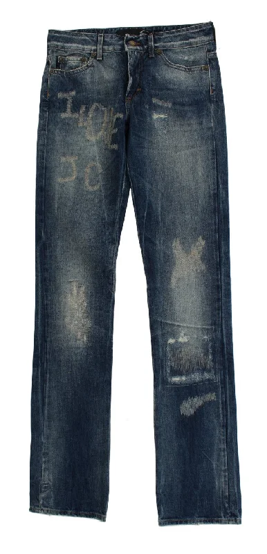 Elegant Flare Fit Blue Denim Jeans Fashionable Mom Jeans