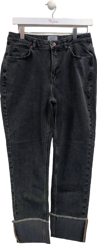 Eleven Loves Black High-Waisted Straight Leg Jeans UK 12 Comfortable Zip-Fly Denim Jeans Eleven Loves Black High-Waisted Straight Leg Jeans UK 12 Comfortable Zip-Fly Denim Jeans