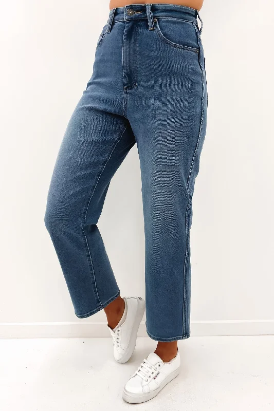 Hi Straight Jean Union Blue Comfortable Faded High-Rise Jeans