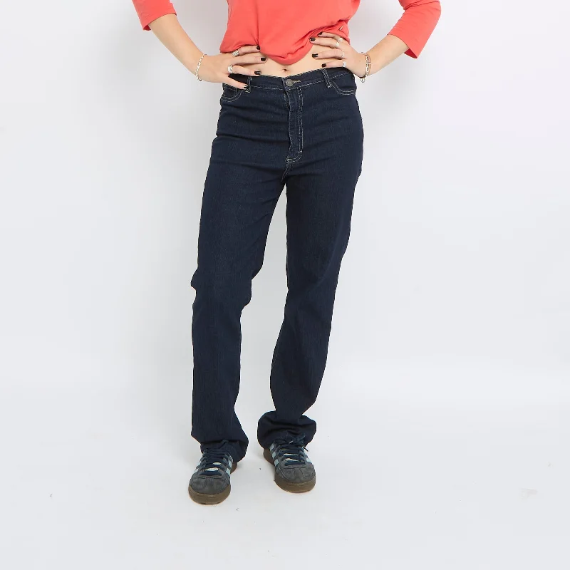 High Waisted Straight Leg Jeans - UK 12 Trendy Vintage Denim Jeans
