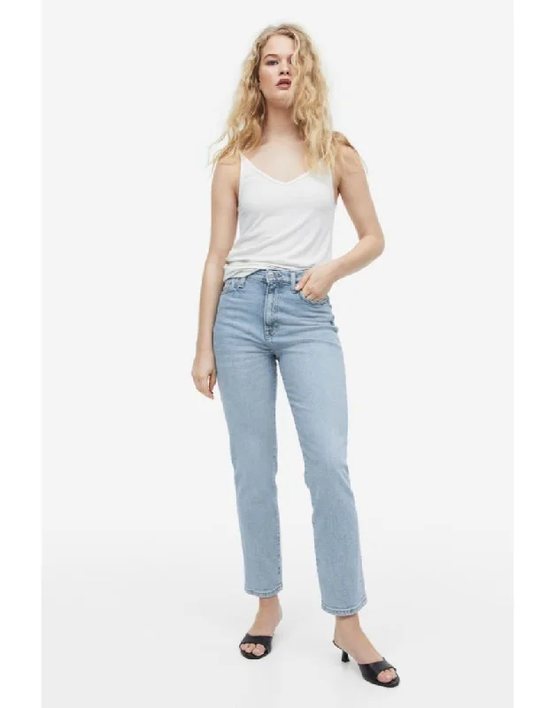 HM Slim Mom Jeans Light Wash Comfortable Stretch Denim Jeans