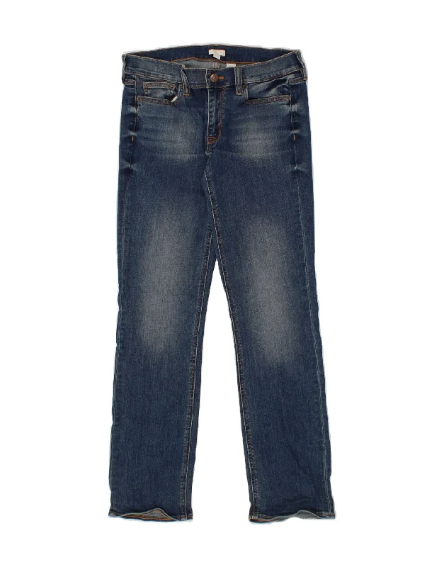 J. CREW Womens Stretch Straight Jeans W27 L30 Blue Cotton Fashionable Distressed Jeans