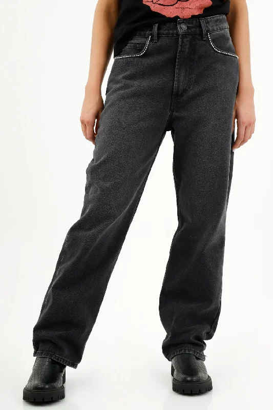 Women's Embellished Jeans Stylish Shredded Denim Jeans