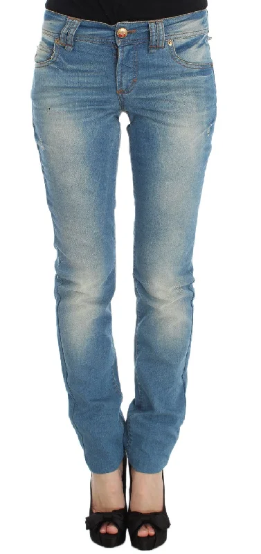 John Galliano Sleek Blue Slim Fit Designer Jeans Fashionable Straight Cut Jeans