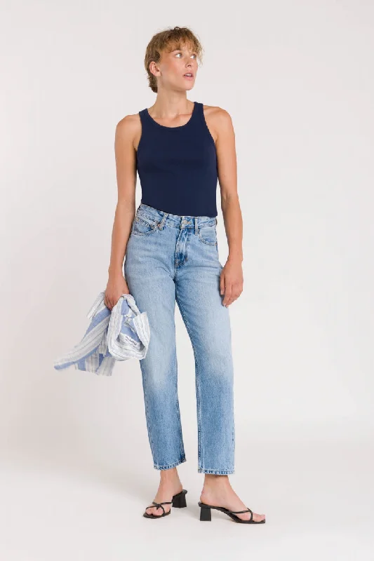 Caroline Cropped Jeans  Blue Reef Super Light Cozy Stretch High-Waist Jeans