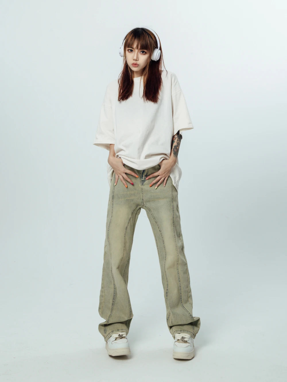 DressBetty - 2024 Korean Baggy Graphic Y2K Jeans Classic Button Fly Jeans