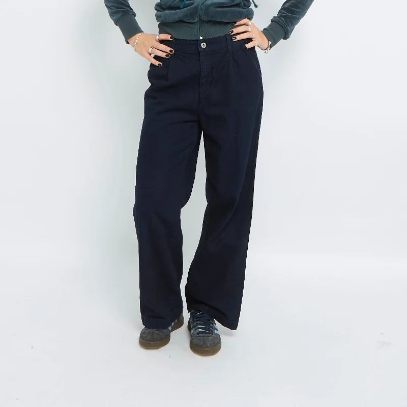 Linen Blend Barel Leg Jeans - UK 8 Elegant High-Waisted Flared Jeans