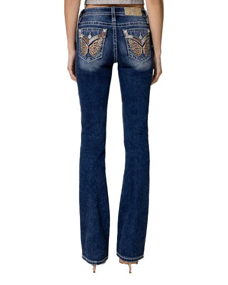 Women's Wing Boot Cut Jeans Trendy Bootcut High-Waisted Jeans