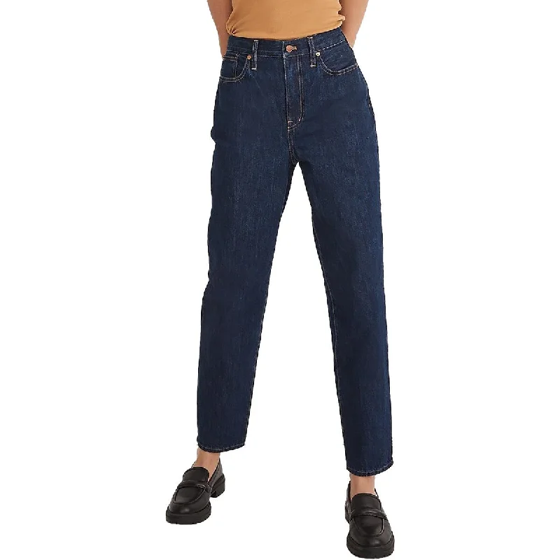Madewell Womens Baggy Dark Wash Tapered Leg Jeans Trendy Pleated Waist Jeans