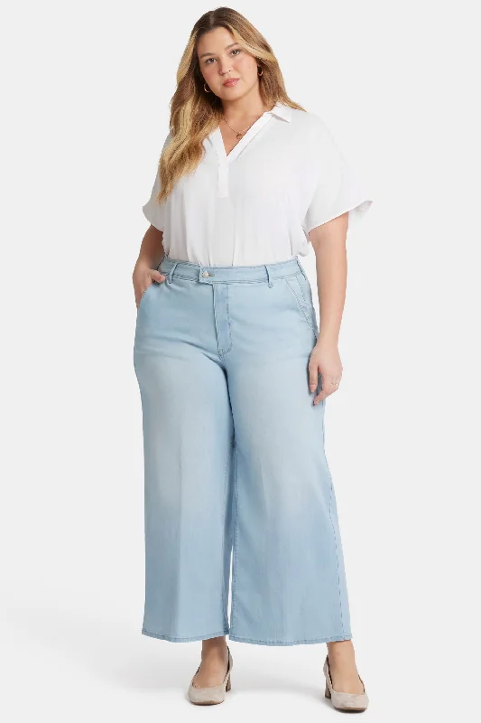 Mona Wide Leg Trouser Ankle Jeans In Plus Size - Oceanfront Fashionable Mom Jeans
