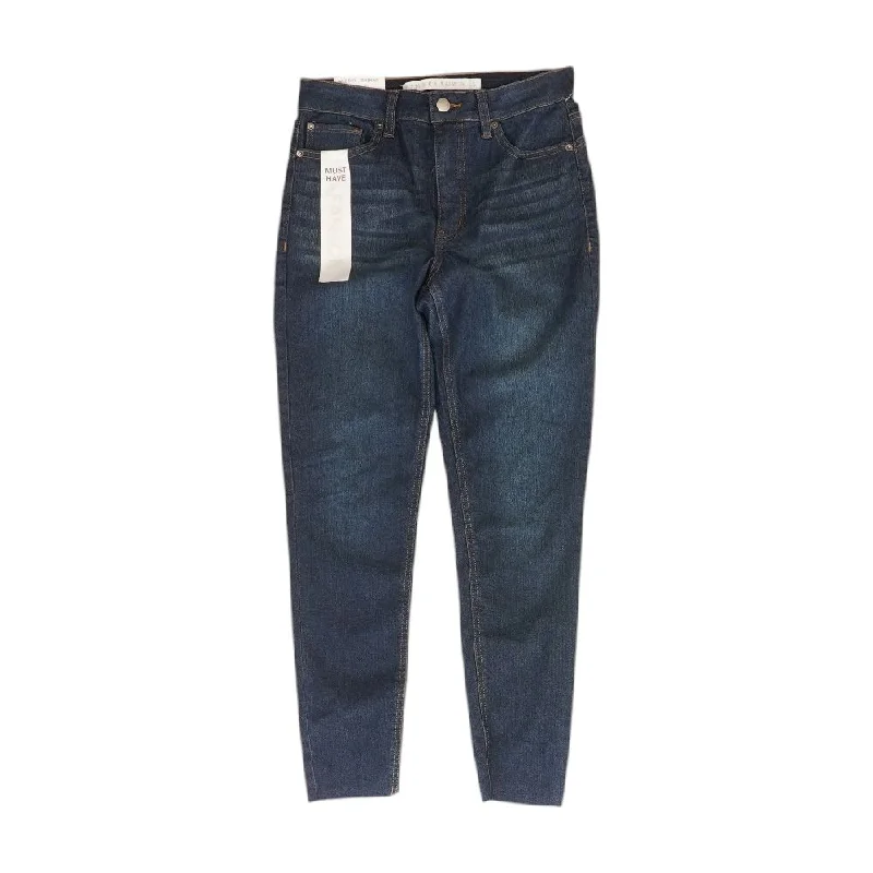 Navy Solid Mid Rise Skinny Leg Jeans Casual Loose Fit Jeans