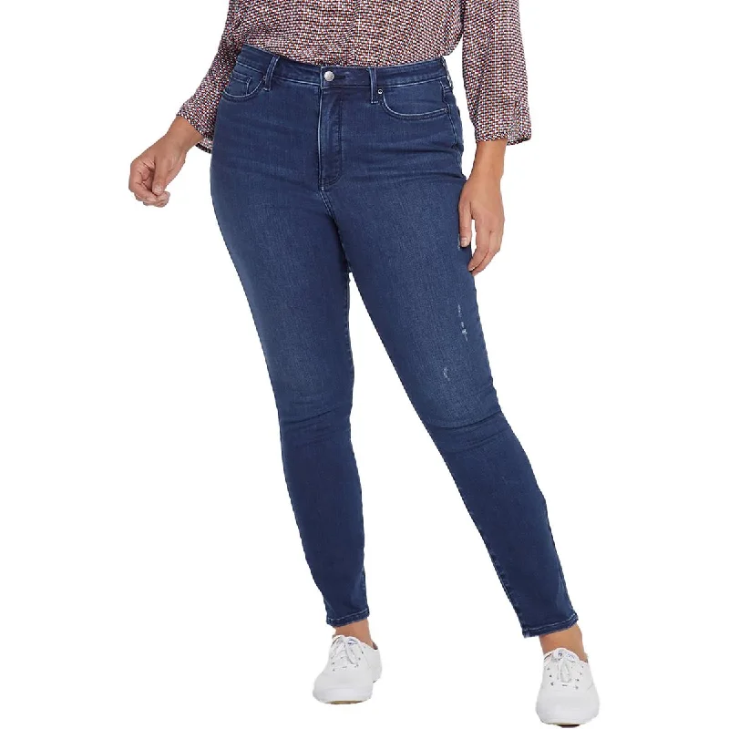 NYDJ Womens Plus Ami High-Rise Dark Wash Skinny Jeans Stylish Acid-Wash Jeans