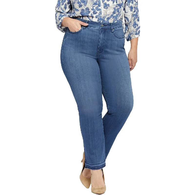NYDJ Womens Plus High Waist Released Hem Straight Leg Jeans Stylish High-Rise Mom Jeans NYDJ Womens Plus High Waist Released Hem Straight Leg Jeans Stylish High-Rise Mom Jeans