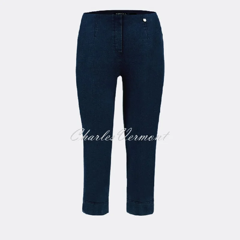 Robell Marie 07 - Capri Jean 51664-5448-69 (Navy) Fashionable Cropped Denim Jeans