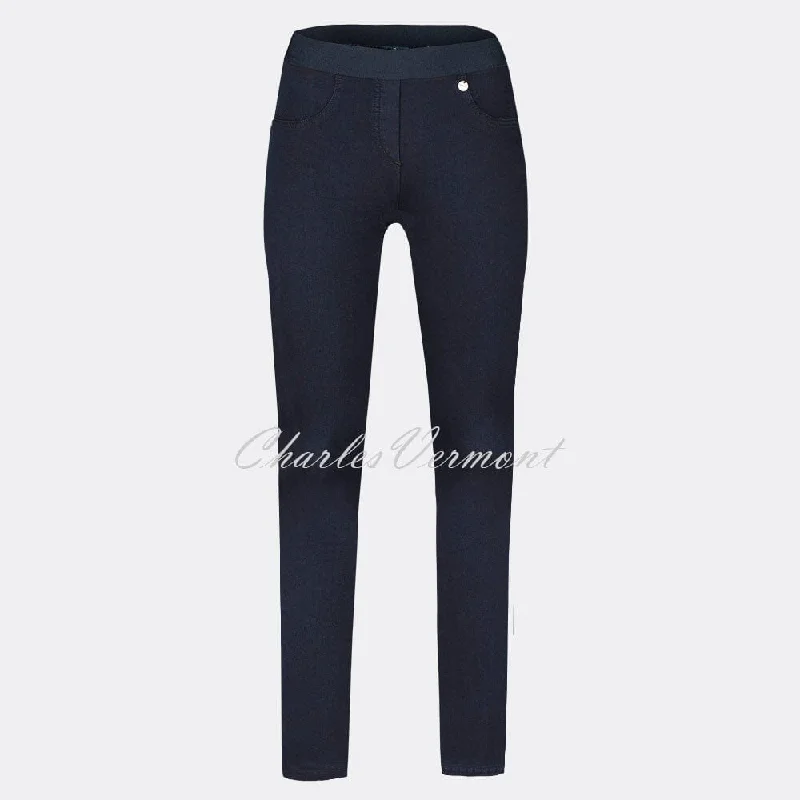 Robell Rose - Full Length Jean 52433-5448-69 (Dark Blue) Elegant Raw Hem Jeans