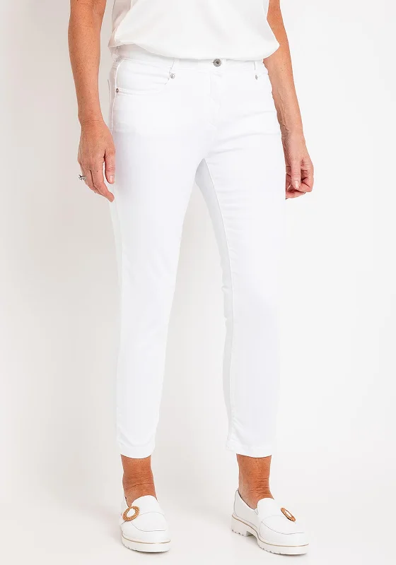 Robell Elena 09 Slim Leg Jeans, White Casual Distressed Denim Jeans