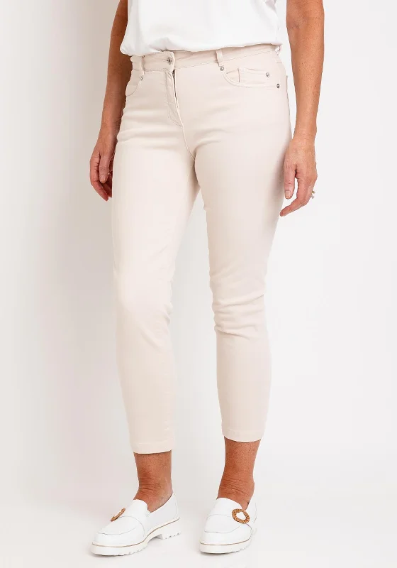 Robell Elena 09 Slim Leg Jeans, Beige Elegant Raw Hem Jeans