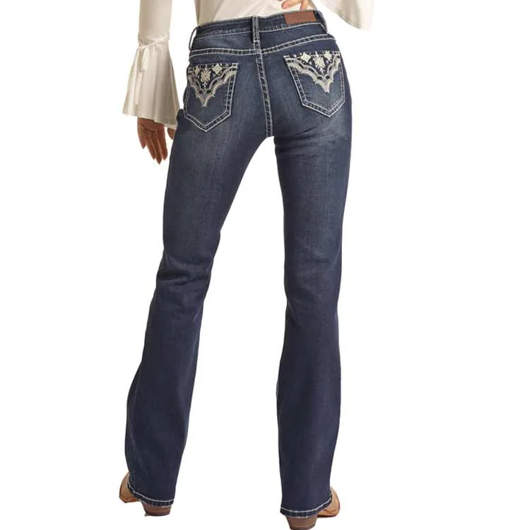Rock & Roll Denim Women's Mid Rise Aztec Bootcut Jeans Fashionable Cropped Denim Jeans Rock & Roll Denim Women's Mid Rise Aztec Bootcut Jeans Fashionable Cropped Denim Jeans
