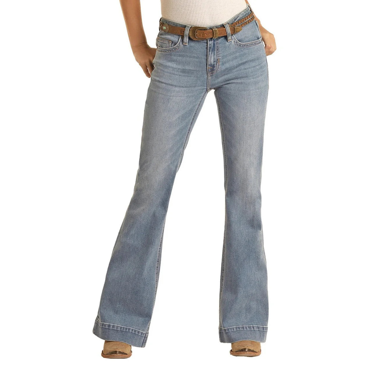 ROCK & ROLL WOMEN'S MID RISE RELAXED FIT TROUSER JEANS - LIGHT WASH #BW5MD03578 Comfortable Straight-Legged Denim ROCK & ROLL WOMEN'S MID RISE RELAXED FIT TROUSER JEANS - LIGHT WASH #BW5MD03578 Comfortable Straight-Legged Denim