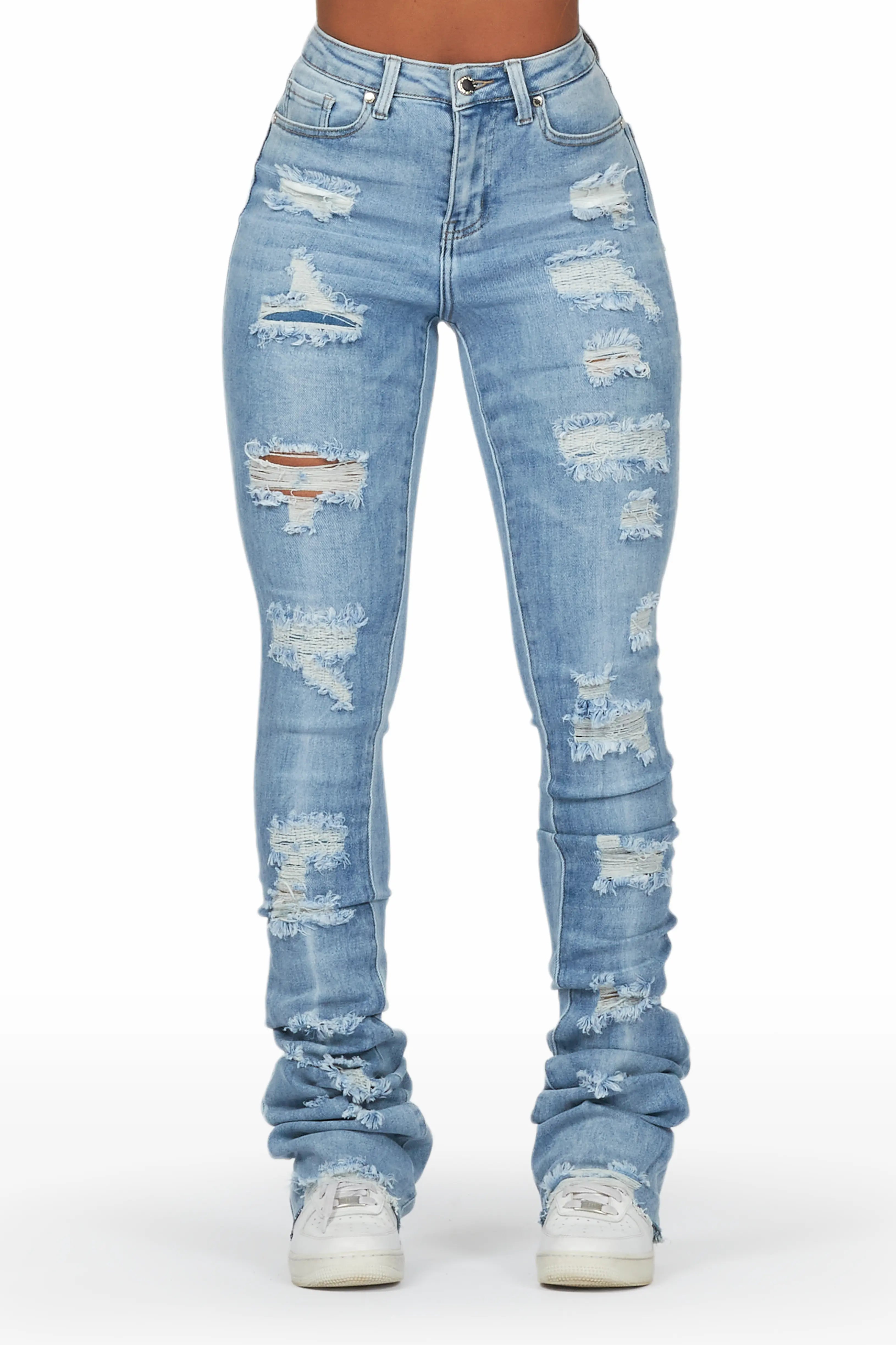 Remy Light Wash Super Stacked Jean Fashionable Slim Fit Jeans