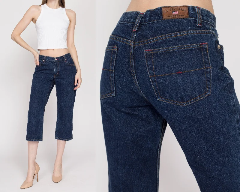 Small 90s Dark Wash Capri Jeans Chic Rolled Cuff Denim Jeans