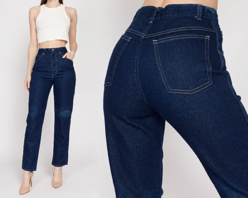 Small 90s Dark Wash High Waisted Stretch Jeans 25"-26" Trendy Wide-Leg High-Waist Denim Small 90s Dark Wash High Waisted Stretch Jeans 25"-26" Trendy Wide-Leg High-Waist Denim