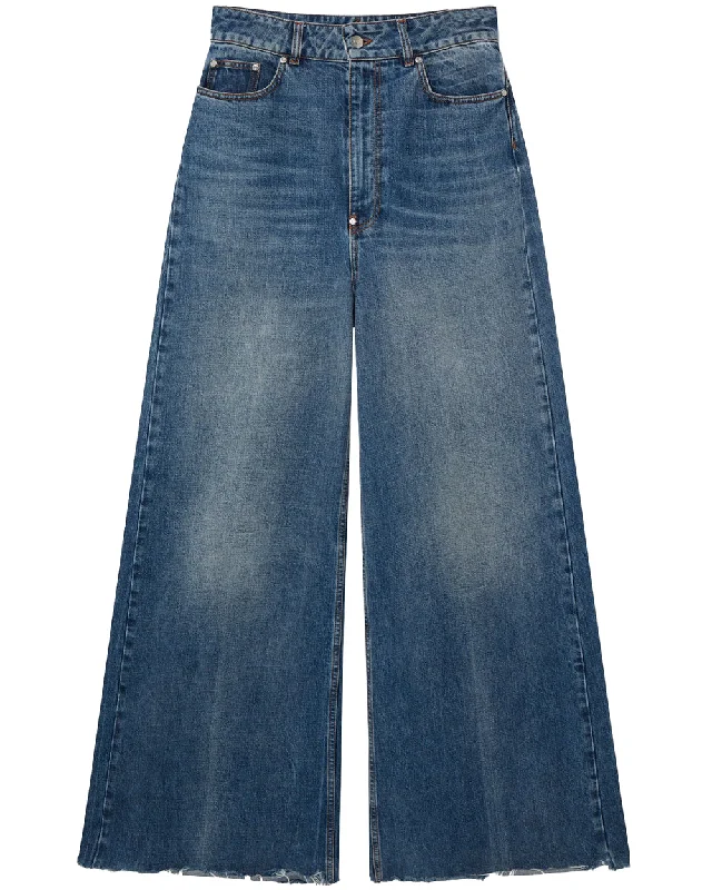 Wide Leg Jean in Vintage Blue Elegant High-Waisted Flared Jeans