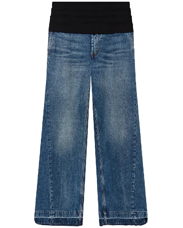 Tuxedo Jean in Vintage Blue Chic Rolled Cuff Denim Jeans
