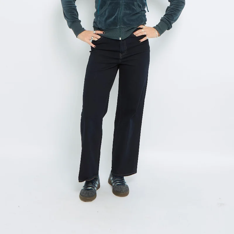 Straight Leg Dark Wash Jeans - UK 6 Elegant High-Waisted Flared Jeans