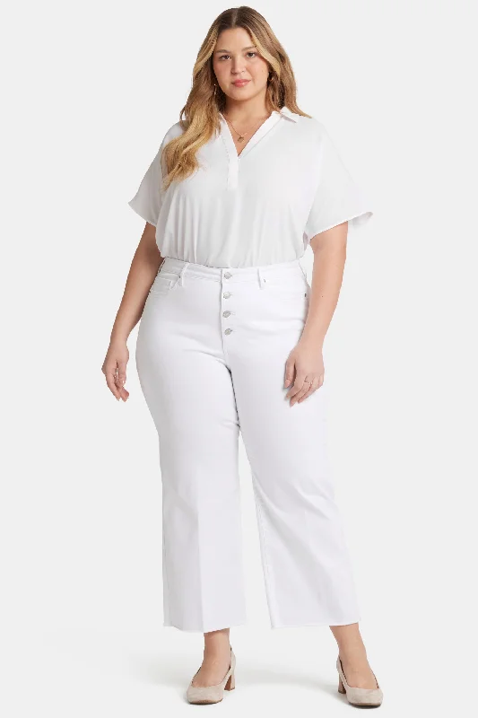 Teresa Wide Leg Ankle Jeans In Plus Size - Optic White Comfortable Flare Leg Jeans