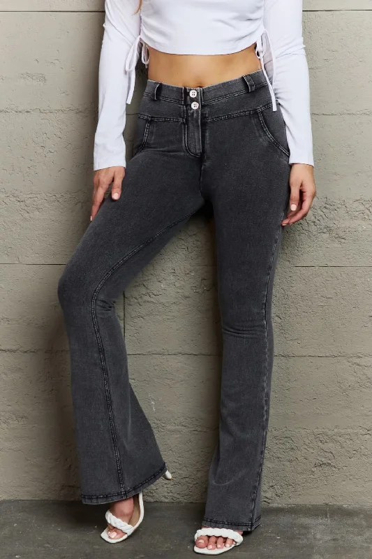 Two-Button Flare Jeans Cozy Wide-Legged Jeans