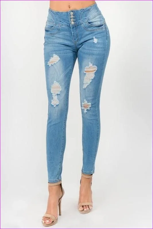 Ultra High Rise Ripped Jeans Fashionable Slouchy Fit Jeans