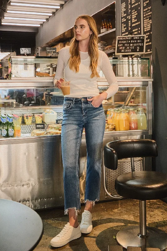 Vervet by Flying Monkey High Rise Frayed Hem Straight Jeans Trendy Layered Pocket Jeans Vervet by Flying Monkey High Rise Frayed Hem Straight Jeans Trendy Layered Pocket Jeans