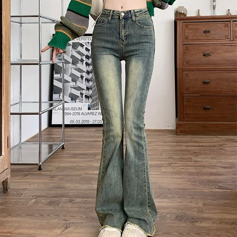 DressBetty - 2024 Vintage Washed Flare Skinny Jeans Trendy Plus Size Jeans