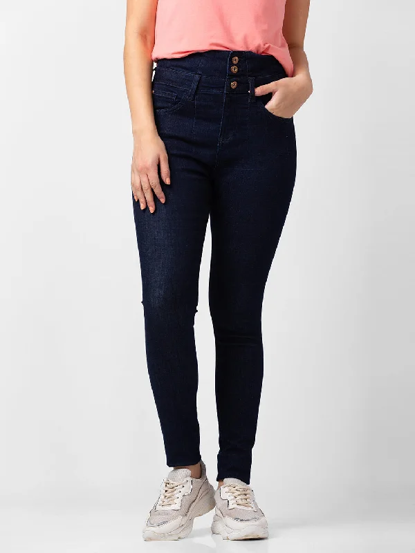 Spykar Women Dark Blue Lycra Skinny Fit Regular Length Jeans (Adora) Cozy Relaxed Fit Jeans