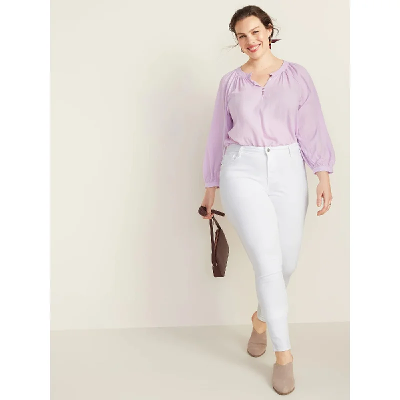 ON Mid Rise White Skinny Jeans Elegant High-Waisted Flared Jeans