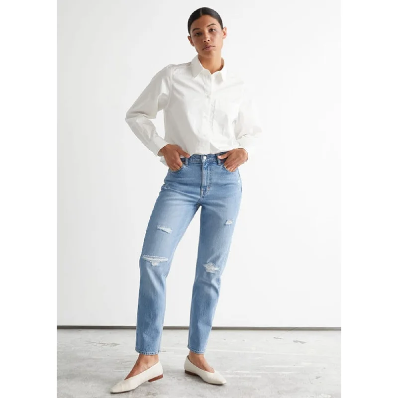 &OS Mid Rise Mom Fit Jeans Stylish Acid-Wash Jeans