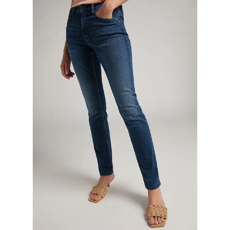 Dark Wash Comfort Fit Jeans Trendy Skinny High-Waist Jeans