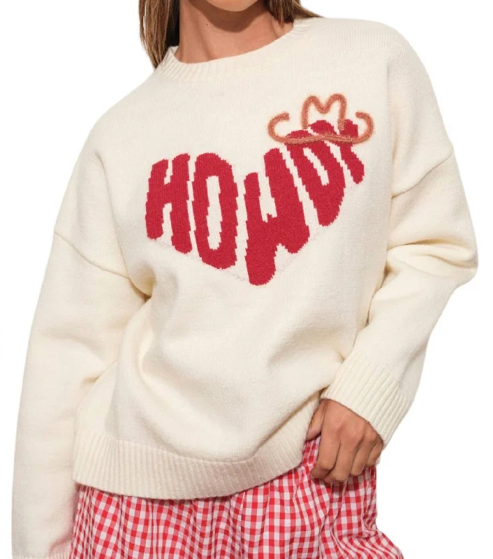 Howdy Heart Sweater In Cream Beaded Sweater Sequined Faux Fur